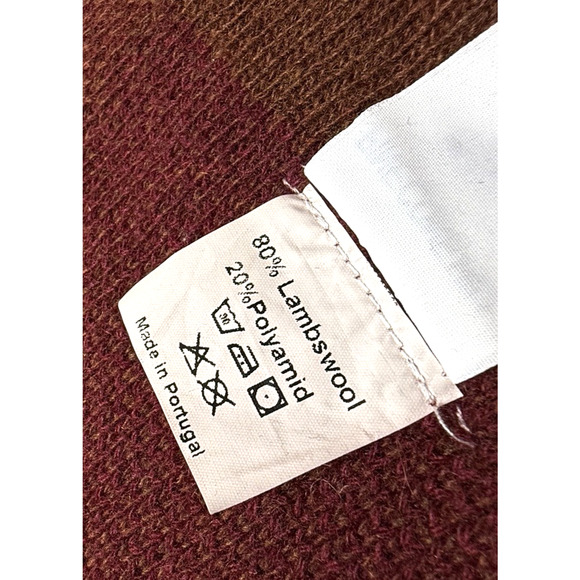 Pine Cone Hill Lambswool Throw Blanket Knit Bordered Quilt Purple Brown Luxury - Picture 10 of 14